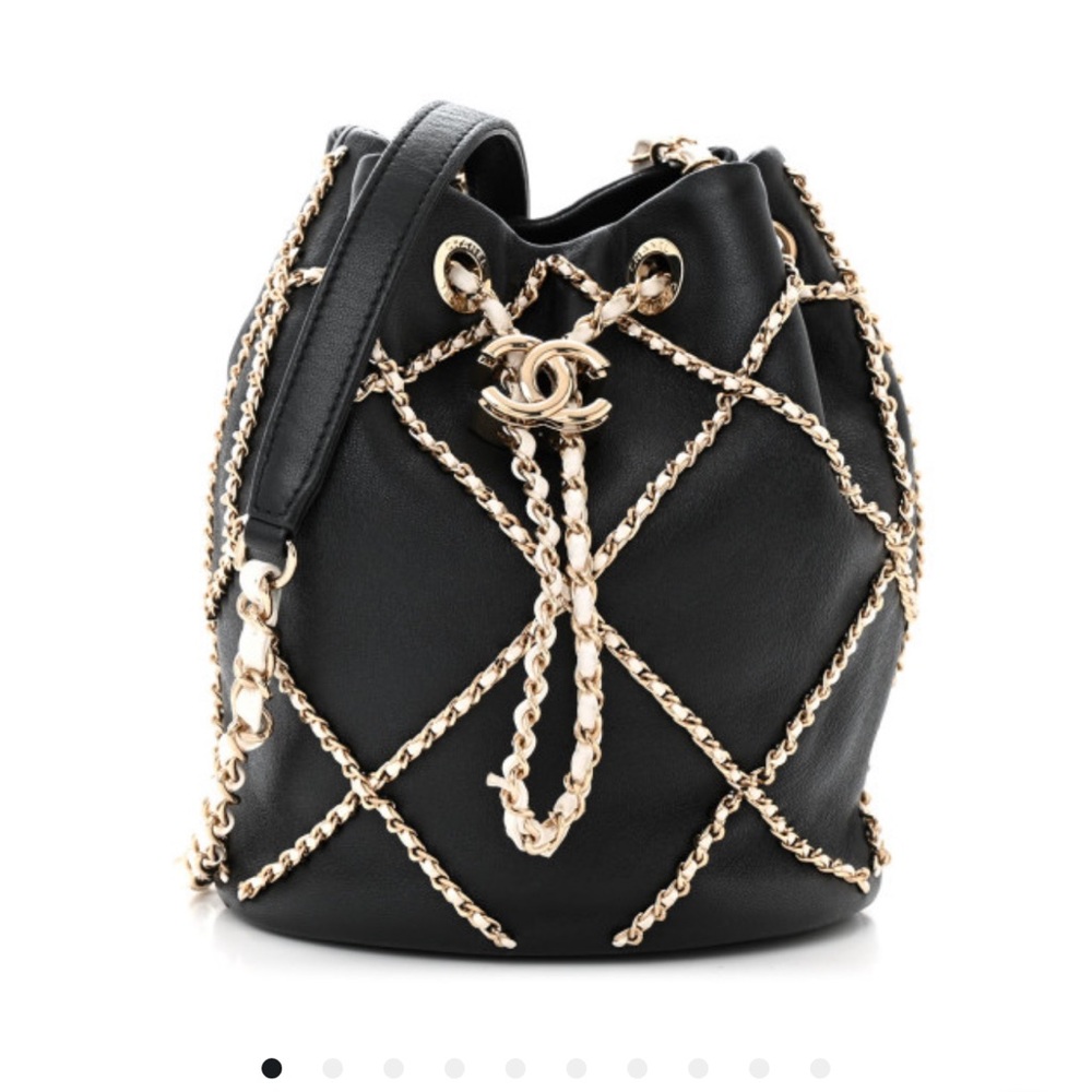 Chanel Black Shoulder Bag with Gold Chain Detailing